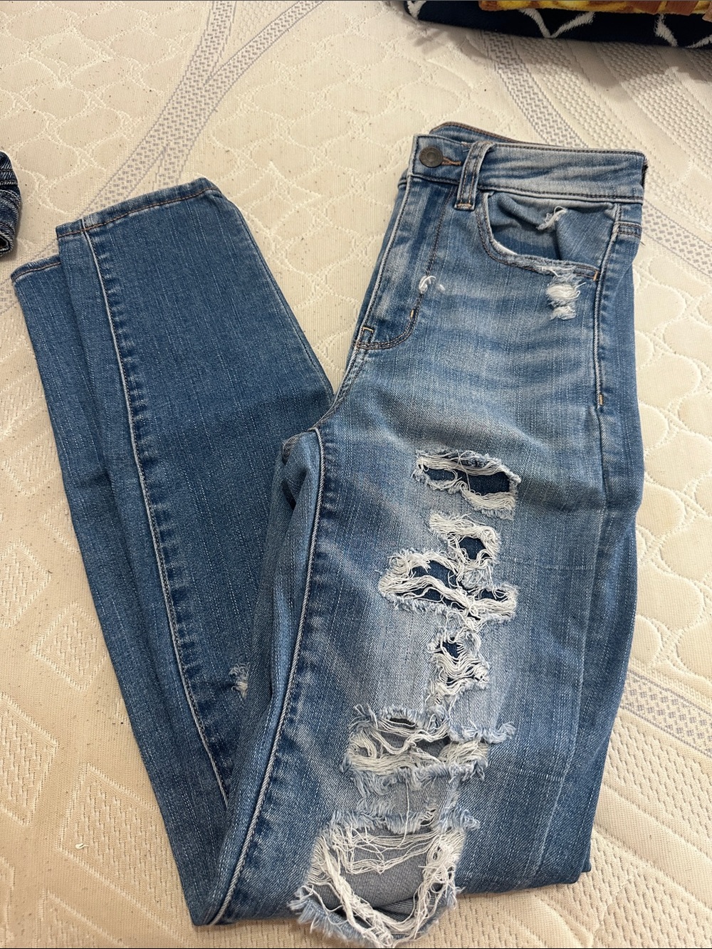Womens Distressed Light Blue Ripped Jeans